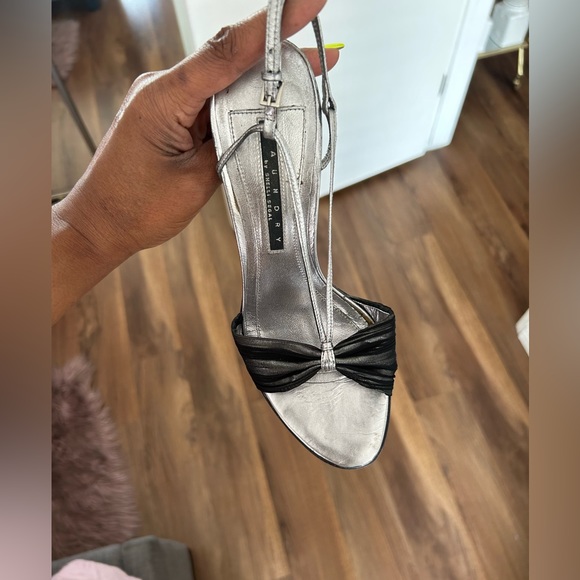 Silver & Black open toe heel - Picture 2 of 5